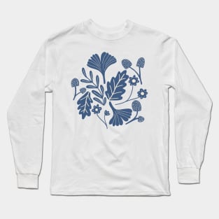 Autumn magic forest in blue Long Sleeve T-Shirt